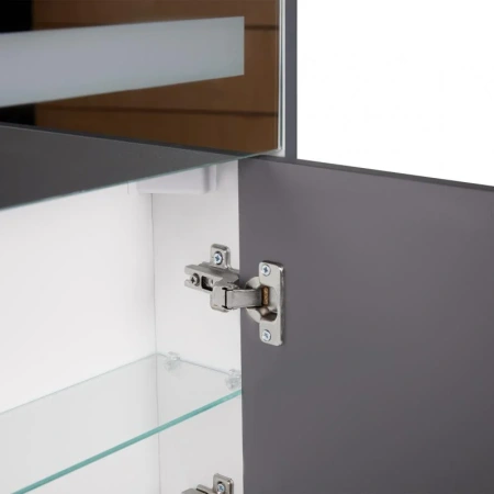 Дзеркальна шафа підвісна Qtap Robin 600х730х145 Graphite з LED-підсвічуванням