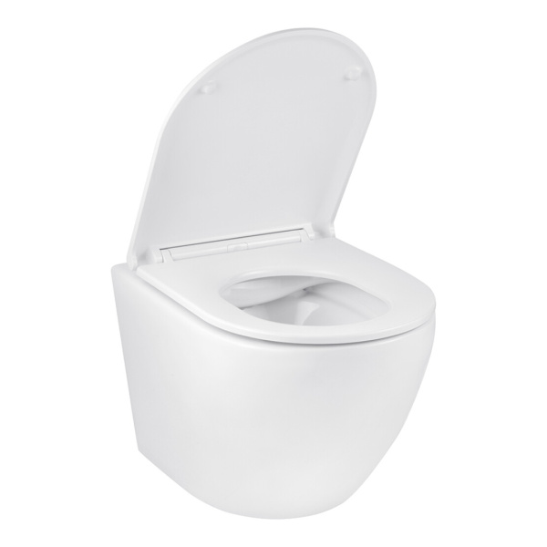 Унітаз підвісний безобідковий Kroner Harz WHI493736 RIMLESS з сидінням Slim Duroplast / Soft-close /