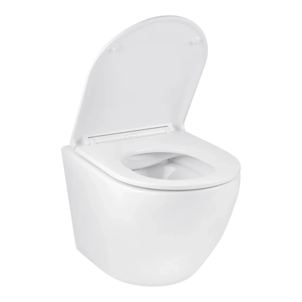 Унітаз підвісний безобідковий Kroner Harz WHI493736 RIMLESS з сидінням Slim Duroplast / Soft-close /