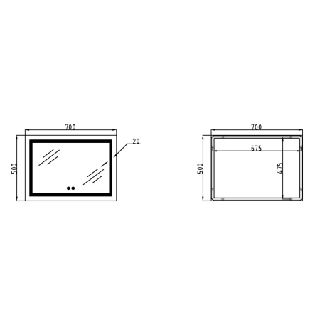 Дзеркало Qtap Mideya (DC-F613) 700х500 з LED-підсвічуванням Touch, з антизапотіванням, димером
