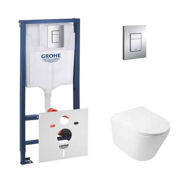 Набір унітаз з сидінням Qtap Swan + інсталяція Grohe Rapid SL