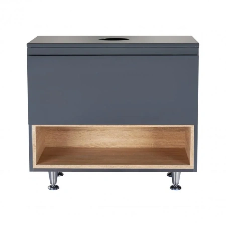 Тумба для підлоги Qtap Robin 800х616х437 Graphite/Whitish oak зі стільницею