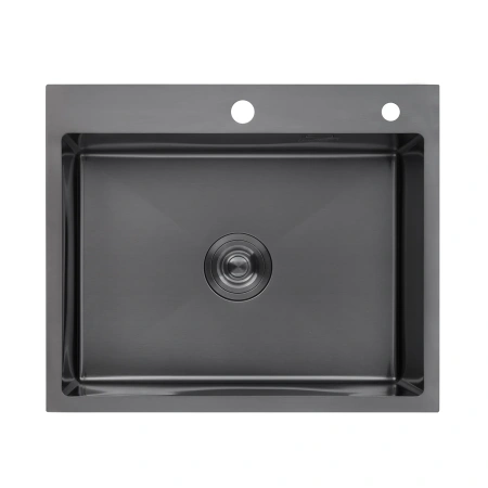 Фото Комплект кухонна мийка Kroner Schwarze-6050HM PVD + змішувач Ersel-GRP03393BLK + дозатор Spender-026
