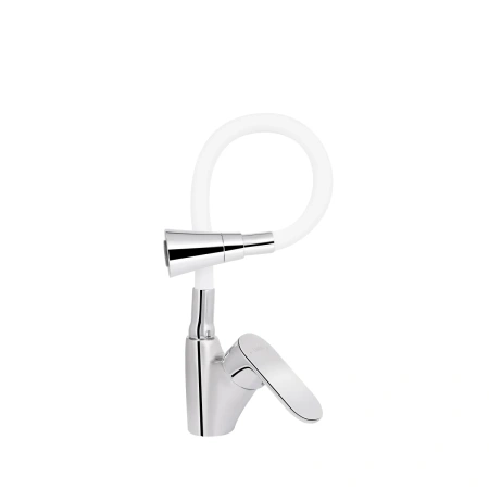 Фото Змішувач для кухні Lidz Tani 007F3 з гнучким виливом (k40) Chrome/White
