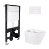 Готове рішення Qtap для ванної кімнати: підвісний унітаз Swan Rimless 520x360x320 + комплект інсталяції Standard (лінійна клавіша White)