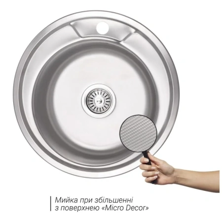 Фото Кухонна мийка Lidz 490-A Micro Decor 0,6 мм