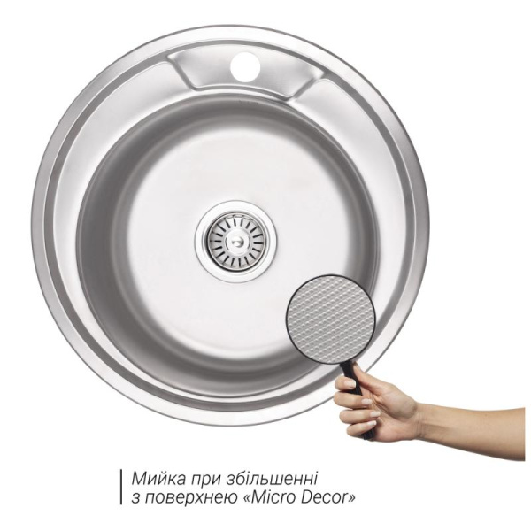 Кухонна мийка Lidz 490-A Micro Decor 0,6 мм