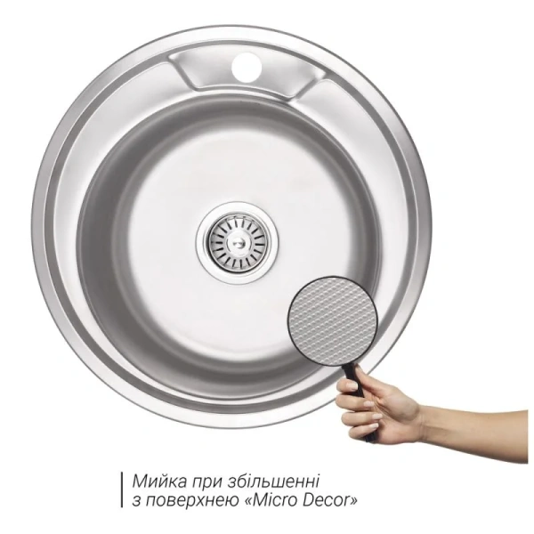 Фото Кухонна мийка Lidz 490-A Micro Decor 0,6 мм