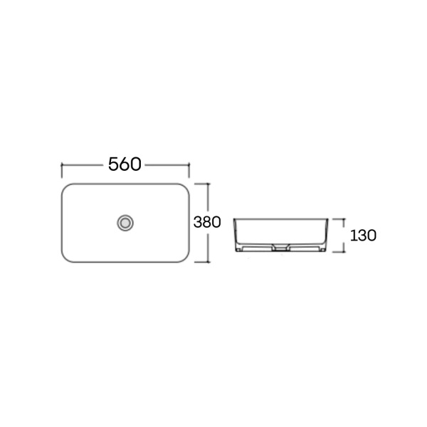 Раковина накладна прямокутна 560х380х130 мм, Qtap Virgo