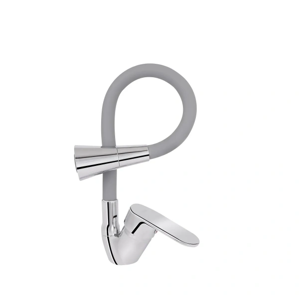 Фото Змішувач для кухні Lidz Tani 008F3 з гнучким виливом (k40) Chrome/Grey