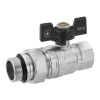 Кран-американка кульовий прямий Kroner 3/4" ВЗ PN40 метелик, нікельований