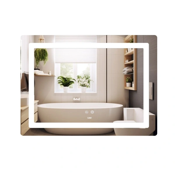 Дзеркало Lidz Kubis (KU2) 900х700 з LED-підсвічуванням Touch, з антизапотіванням, з регулюванням яскравості