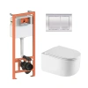 Готове рішення Qtap для ванної кімнати: підвісний унітаз Taurus Ultra Quiet 485×360×350 + комплект інсталяції Nest 4 в 1 (квадратна клавіша Chrome)