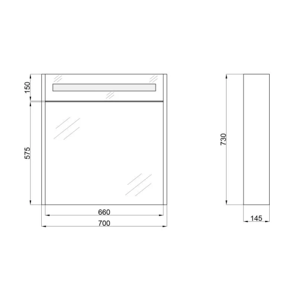 Дзеркальна шафа підвісна Qtap Robin 700х730х145 White з LED-підсвічуванням
