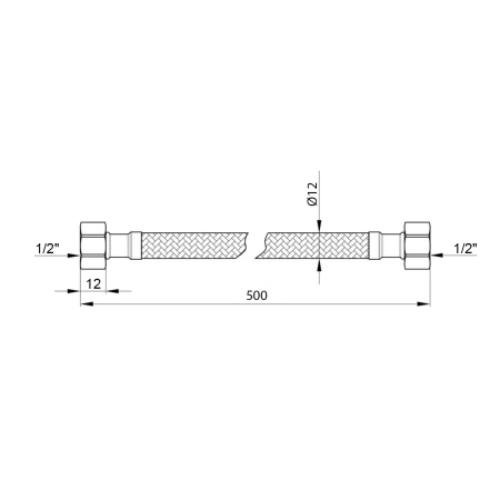 Гнучка підводка для підключення води Kroner KRM 1/2" ВВ 50 см в нейлоновому обплетенні покритому ПВХ