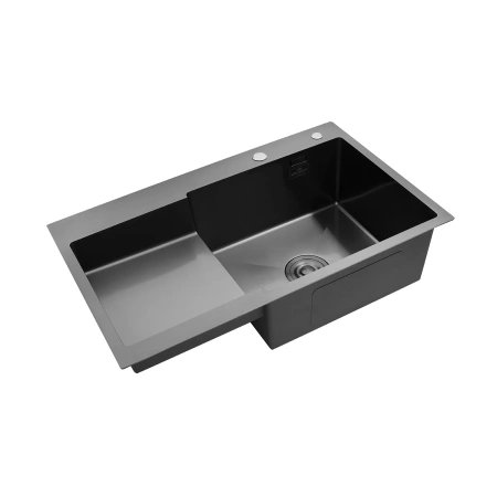 Фото Комплект кухонна мийка Kroner Schwarze-7848RHM PVD + змішувач Edelstahl Klassisch-SCH035PVD + дозатор Spender-SCH049