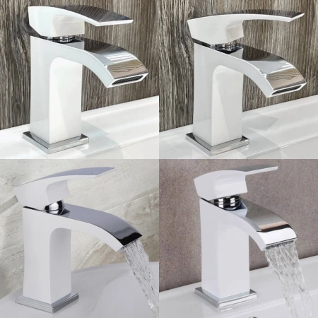 Фото Змішувач для раковини Qtap Swan Cascada (хром-білий)