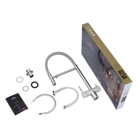 Змішувач для кухні на дві води з гнучким виливом Kroner Klassisch