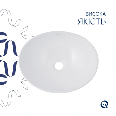 Раковина накладна овальна 415x340x140 мм Qtap Dove + Донний клапан