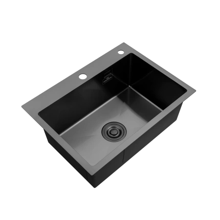 Фото Комплект кухонна мийка Kroner Schwarze-5843HM PVD + змішувач Edelstahl Klassisch-SCH035PVD + дозатор Spender-026