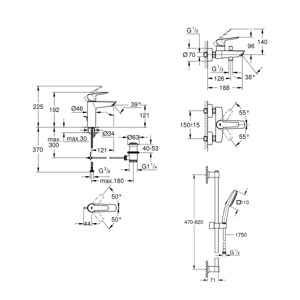 Фото Комплект змішувачів для ванної кімнати Grohe QuickFix Start