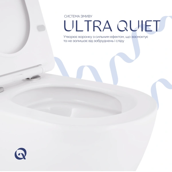 Унітаз підвісний Qtap Robin безобідковий, білий, 490x365x325 з сидінням Slim Duroplast