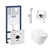 Комплект унітаз з сидінням Qtap Swan WHI + інсталяція Grohe Rapid SL + набір для гігієнічного душу