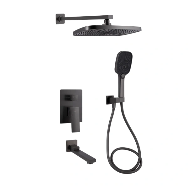 Душова система прихованого монтажу з виливом Qtap Gemini (збройна сталь)