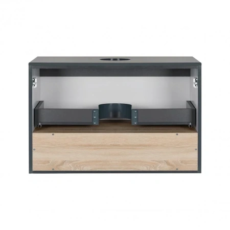 Тумба підвісна Qtap Robin 700х476х437 Graphite/Whitish oak зі стільницею