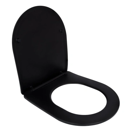Сидіння для унітаза Qtap (Robin 490) 425x363x50 мм, Matt Black, з мікроліфтом Slim Duroplast, Quick Release