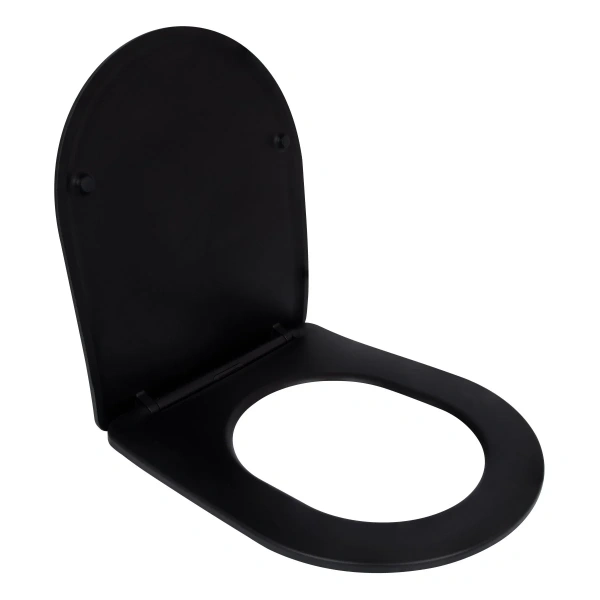 Сидіння для унітаза Qtap (Robin 490) 425x363x50 мм, Matt Black, з мікроліфтом Slim Duroplast, Quick Release