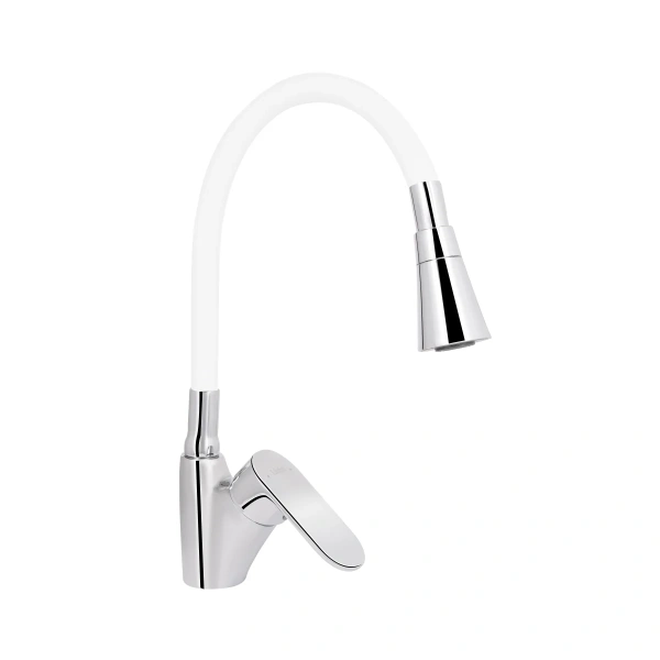 Змішувач для кухні Lidz Tani 007F3 з гнучким виливом (k40) Chrome/White