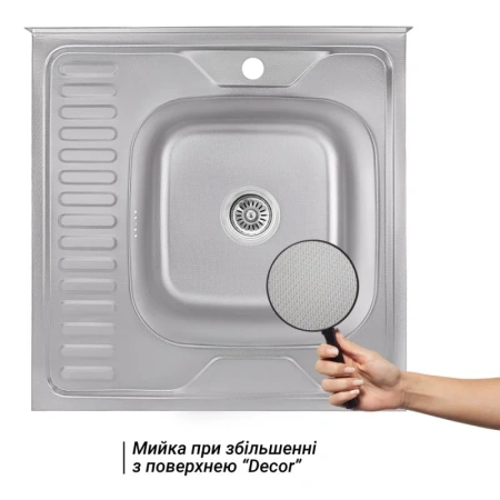 Фото Кухонна мийка Lidz 6060-R Decor 0,8 мм