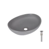 Раковина накладна Qtap Dove 415x340x140 мм, Stone grey, овальна, з донним клапаном