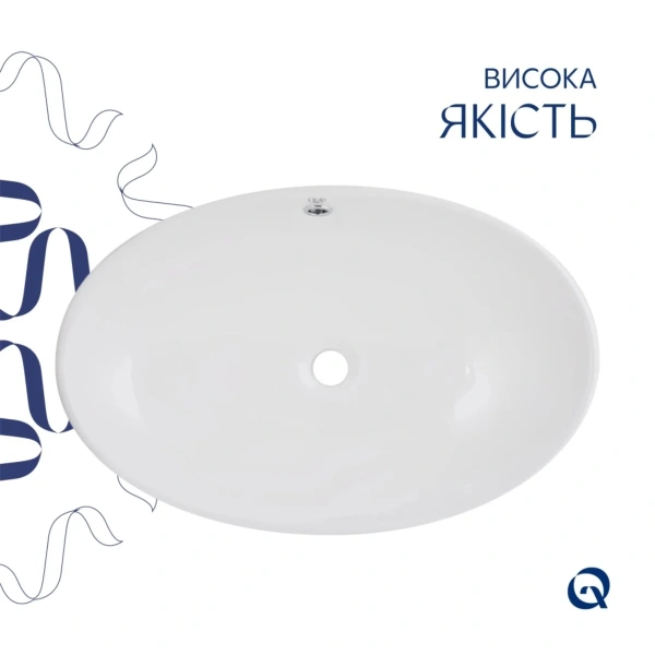 Раковина накладна овальна 635x420x150 мм Qtap Dove QT06118168W