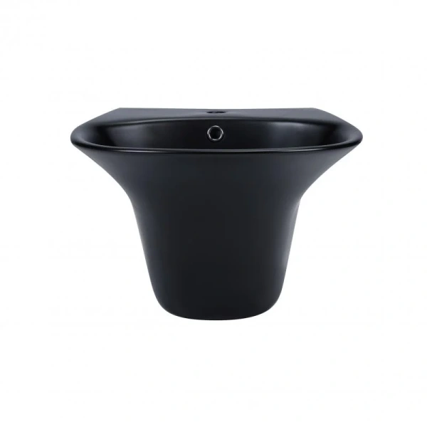 Раковина підвісна моноблок Qtap Virgo 550х430х400 Matt black з донним клапаном