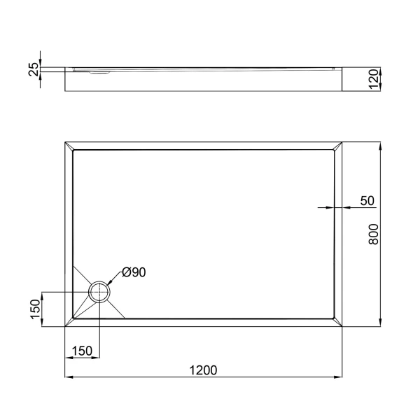 Фото Душовий піддон Qtap Tern 120x80x12 см + сифон