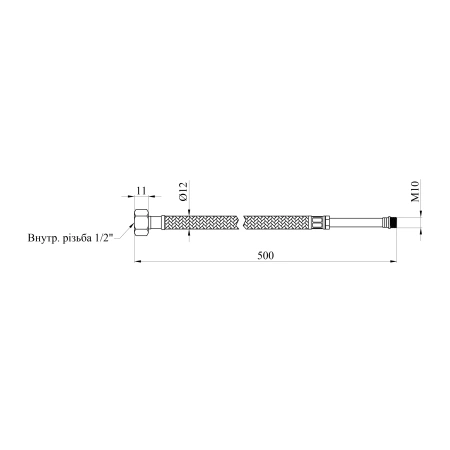Гнучка підводка для підключення змішувача Kroner KRP 1/2"хМ10 ВЗ 50 см в обплетенні з нержавіючої сталі (пара)