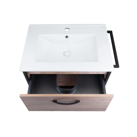 Комплект Qtap Taurus 700х580х437 Whitish oak тумба підвісна + раковина врізна