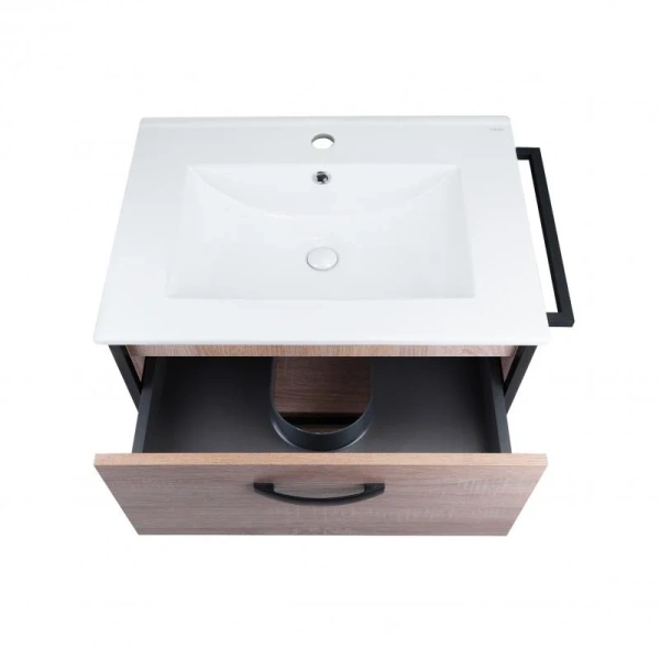 Комплект Qtap Taurus 700х580х437 Whitish oak тумба підвісна + раковина врізна