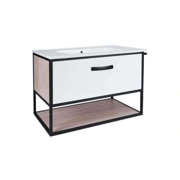 Комплект Qtap Taurus 700х580х437 White/Whitish oak підвісна тумба + раковина врізна