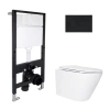 Готове рішення Qtap для ванної кімнати: підвісний унітаз Swan Ultra Quiet 520x360x320 + комплект інсталяції Standard (кругла клавіша Black)
