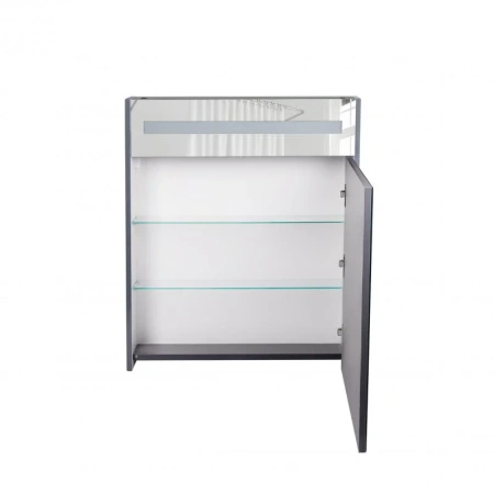 Дзеркальна шафа підвісна Qtap Robin 600х730х145 Graphite з LED-підсвічуванням