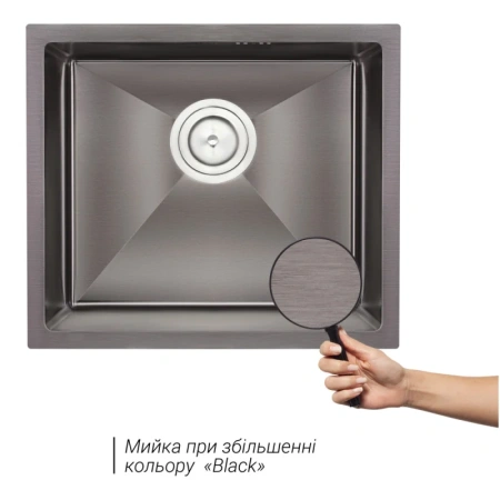 Фото Кухонна мийка (чорна) Qtap D4843BL 2.7/1.0 мм