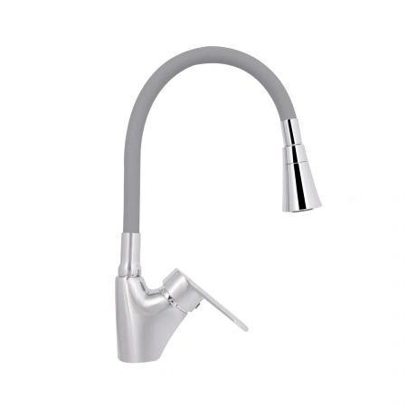 Фото Змішувач для кухні Lidz Tani 007F3 з гнучким виливом (k40) Chrome/Grey