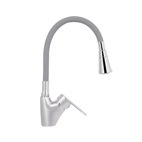 Фото Змішувач для кухні Lidz Tani 007F3 з гнучким виливом (k40) Chrome/Grey
