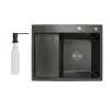 Кухонна мийка 63*50BL Brushed 3.0/1.0 мм у кольорі графіт PVD , крило ліворуч Lidz