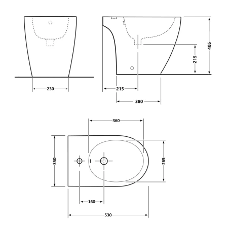 Біде підлогове Qtap Presto Quadro 540×340×400 мм, White