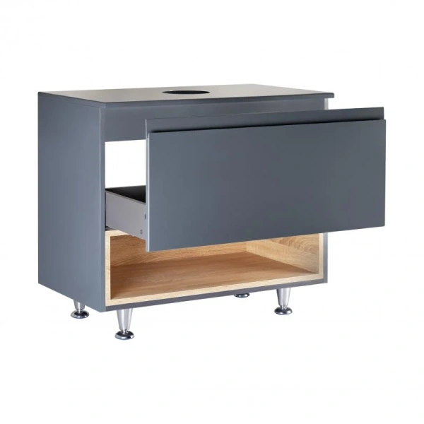 Тумба для підлоги Qtap Robin 800х616х437 Graphite/Whitish oak зі стільницею