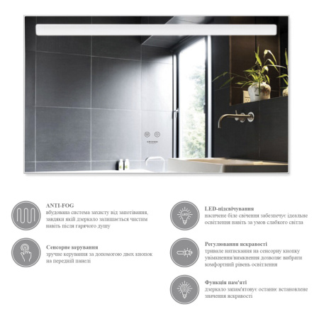 Дзеркало Kroner KRP Spiegel HR5 - 8060 з LED-підсвічуванням та антизапотіванням